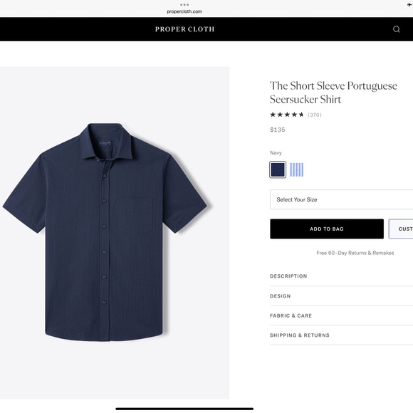 Men’s Navy Blue Seersucker Shirt Size M - Picture 1 of 4